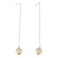 Fashion Stainless Steel Thread Through Earrings, gold color plated, fashion jewelry & for woman & hollow 118mm 