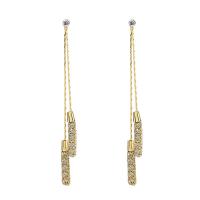 Cubic Zirconia Micro Pave Brass Earring, plated, micro pave cubic zirconia & for woman 80*7mm 