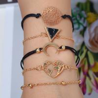 Zinc Alloy Bracelet Set, with Cotton Cord, gold color plated, 5 pieces & for woman .5 Inch 