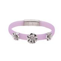 Fashion Zinc Alloy Bracelets, with Silicone, silver color plated, fashion jewelry & for woman, pink .5 Inch 