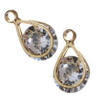 Cubic Zirconia Brass Pendants, Teardrop, real gold plated, with cubic zirconia Approx 2mm 