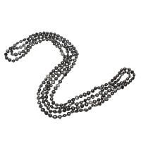 Freshwater Pearl Sweater Chain Necklace, with Glass Seed Beads, Potato, for woman, black Approx 63 Inch 