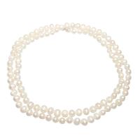 Пресноводные перлы ожерелье цепи свитера, Пресноводные жемчуги, Форма картофеля, натуральный, Женский, белый длина:Приблизительно 34.6 дюймовый, продается Strand