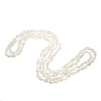Пресноводные перлы ожерелье цепи свитера, Пресноводные жемчуги, Стиль Барокко, натуральный, Женский, белый, 7-8mm, длина:Приблизительно 62 дюймовый, продается Strand