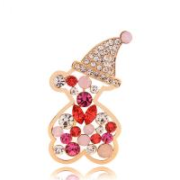 Rhinestone Zinc Alloy Brooch, Bear, gold color plated, for woman & with rhinestone 50*26mm 