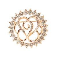 Rhinestone Zinc Alloy Brooch, gold color plated, for woman & with rhinestone, 35*35mm 