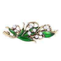 Hair Barrettes, Zinc Alloy, with Plastic Pearl, gold color plated, fashion jewelry & for woman, 78*30mm 