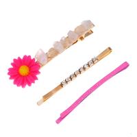 Hair Slide, Zinc Alloy, with Acrylic, gold color plated, three pieces & for woman & with rhinestone nickel, lead & cadmium free, 60*22mm,55mm,55mm 