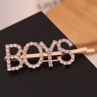 Hair Slide, Zinc Alloy, gold color plated & for woman & with rhinestone, nickel, lead & cadmium free, 62*18mm 
