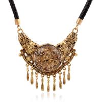 Zinc Alloy Fringe Necklace, with leather cord & Acrylic, plated, fashion jewelry & for woman .7 