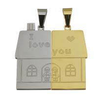 Stainless Steel Couple Pendant, House, plated  Approx 