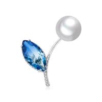 Messing Brosche, mit Turmalin & Kunststoff Perlen, platiniert, für Frau, keine, 35*21mm, verkauft von PC