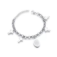 Titanium Steel Bracelet, 316L stainless steel lobster clasp, silver color plated, Adjustable & for woman  Approx 8.3 Inch 