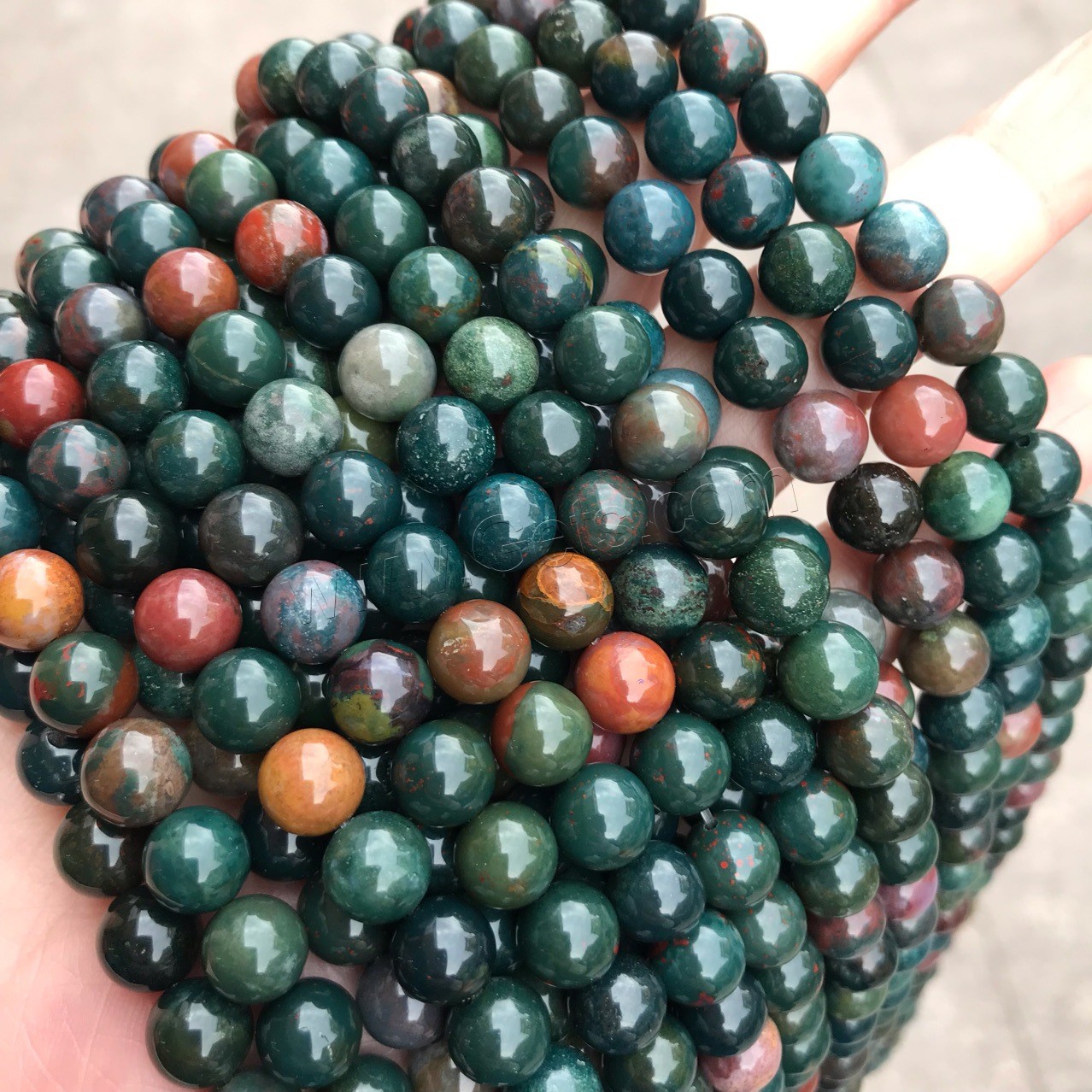 Blutstein Perlen, rund, poliert, DIY & verschiedene Größen vorhanden, grün, Länge:ca. 15 ZollInch, verkauft von Strang