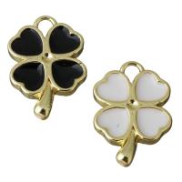 Brass Jewelry Beads, Four Leaf Clover, enamel, gold Approx 2mm 