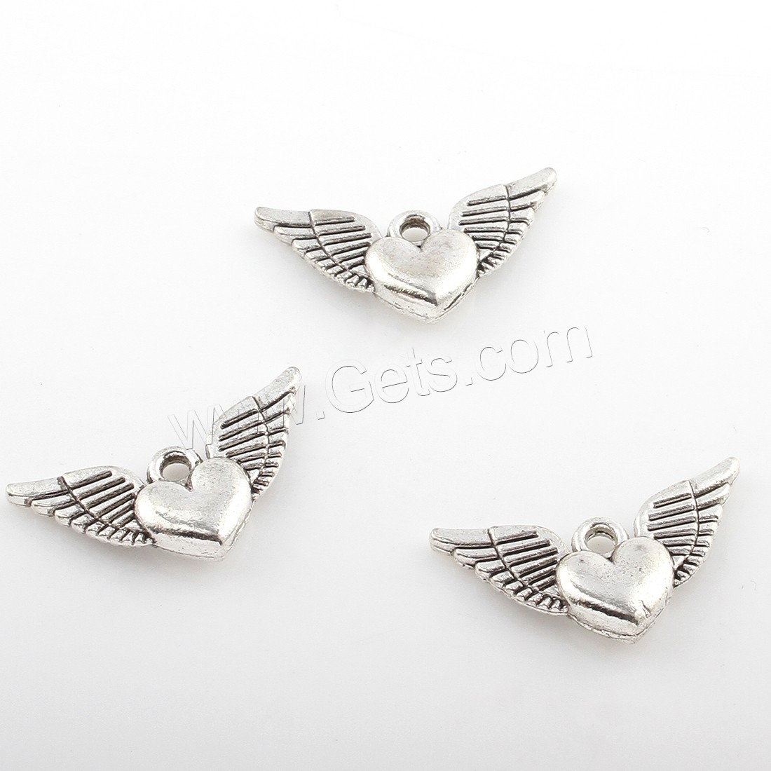 Zinc Alloy Heart Pendants, Winged Heart, plated, more colors for choice, 12*25mm, Hole:Approx 2mm, Approx 208PCs/Bag, Sold By Bag