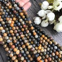 Natürliche Holz Achat Perlen, rund, poliert, DIY & verschiedene Größen vorhanden, gemischte Farben, Länge:ca. 15 ZollInch, verkauft von Strang[