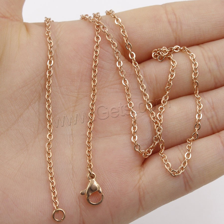 Stainless Steel Chain Necklace, 304 Stainless Steel, plated, fashion jewelry & Unisex & different size for choice, rose gold color, Sold By Strand