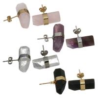 Gemstone Stud Earring, metal, con Piedras preciosas, chapado, para mujer, más colores para la opción, 22x8.5mm, Vendido por Par