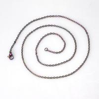 Stainless Steel Chain Necklace, 304 Stainless Steel, plated, fashion jewelry rainbow colors 