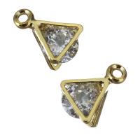 Cubic Zirconia Brass Pendants, with Cubic Zirconia, Triangle, golden Approx 1mm 