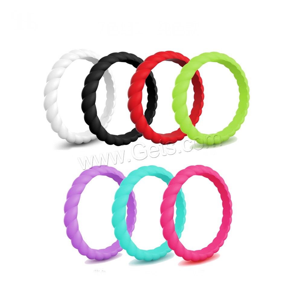 Silicone Ring Set, finger ring, Unisex & different size for choice, more colors for choice, 3x2.5mm, Sold By Lot