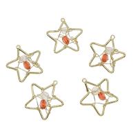 Crystal Brass Pendants, with Crystal, Star, plated, hollow Approx 0.8mm 