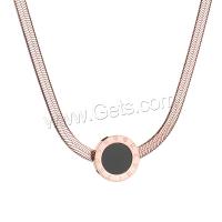 Titanium Steel Jewelry Necklace, titanium steel lobster clasp, 18K rose gold plated, for woman, 12mm Approx 16.5 Inch 