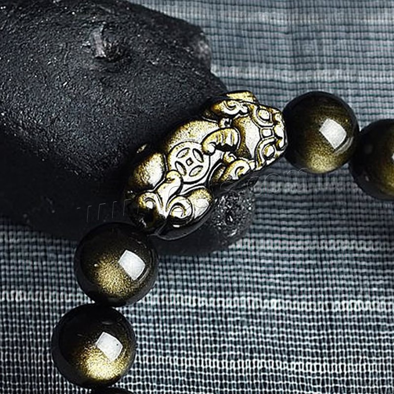 Gold- Obsidian Armband, Fabelhaft wildes Tier, poliert, verschiedene Größen vorhanden & für den Menschen, schwarz, Länge:ca. 7.8 ZollInch, verkauft von Strang