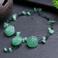 Green Aventurine Anklet, with PU Leather, polished, fashion jewelry & for woman, green Approx 8.5 Inch 