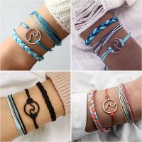 Zinc Alloy Bracelet Set, with Linen, plated, three pieces & fashion jewelry & for woman 