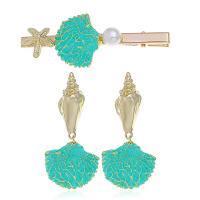 Fashion Zinc Alloy Jewelry Sets, hair clip & earring, with Plastic Pearl, fashion jewelry & for woman, 3cm*8cm,3cm*6.8cm 
