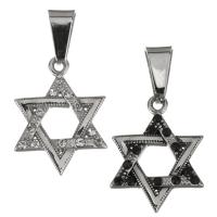 Stainless Steel Star Pendant, Hexagram & with rhinestone, original color Approx 