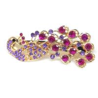 Hair Barrettes, Zinc Alloy, Peacock, gold color plated, for woman & with rhinestone 