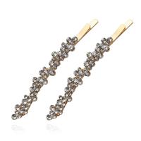 Hair Slide, Zinc Alloy, with Rhinestone & Plastic Pearl, plated & for woman, gold 
