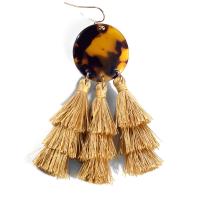 Acetate Tassel Earring, with Cotton Thread, fashion jewelry & for woman, brown 