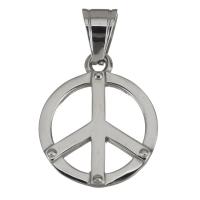 Colgante de acero inoxidable paz Logo, Logo de la paz, color original, 23x27x4mm, agujero:aproximado 7x7.5mm, Vendido por UD