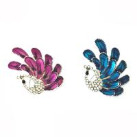 Zinc Alloy Brooch, Peacock, platinum color plated, for woman & enamel & with rhinestone 