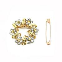 Rhinestone Zinc Alloy Brooch, gold color plated, for woman & with rhinestone 