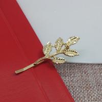 Hair Slide, Zinc Alloy, Leaf, gold color plated, vintage & for woman 