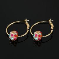 Zinc Alloy Rhinestone Leverback Earring, gold color plated, for woman & with rhinestone 