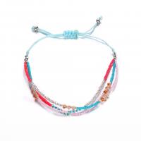 Seedbead Bracelet, with Nylon Cord, Adjustable & woven pattern & for woman, multi-colored, 310mm 