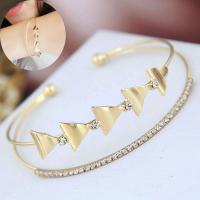 Zinc Alloy Cuff Bangle, with Rhinestone, gold color plated, for woman & with rhinestone, golden, 55*50mm 