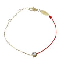 Stainless Steel Chain Bracelets, with Nylon Cord, with 1Inch extender chain, gold color plated, oval chain & for woman & with rhinestone 1.5mm,1mm Approx 6 Inch 