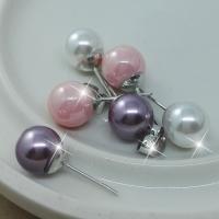 Zinc Alloy Stud Earring, with Plastic Pearl, platinum color plated, for woman nickel, lead & cadmium free, 80mm 