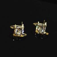 Zinc Alloy Stud Earring, plated, for woman & with cubic zirconia 13mm 