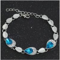 Zinc Alloy Crystal Bracelets, with Crystal, Teardrop, platinum color plated, for woman & with rhinestone, blue Approx 6.70 Inch 