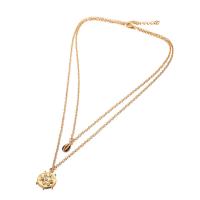 Rhinestone Zinc Alloy Necklace, gold color plated, Double Layer & Adjustable & for woman & with rhinestone, 12mm,17mm Inch 