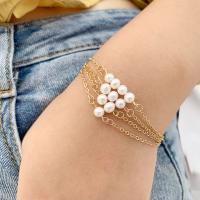 Fashion Zinc Alloy Bracelets, with Plastic Pearl, BeCharmed Pearl, plated, Adjustable & for woman, 180mm 