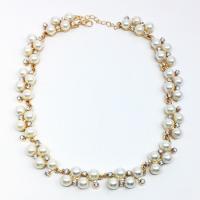 Zinc Alloy Choker Necklace, with ABS Plastic Pearl, with 5cm extender chain, plated, for woman & with rhinestone Approx 14.18 Inch 
